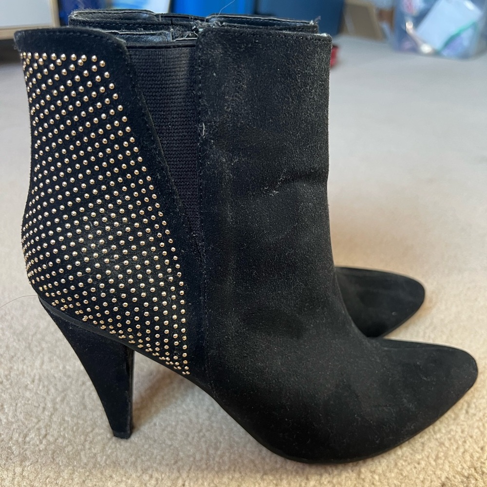 Size 8 Elegant Black Studded Ankle Boots
